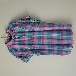 Chaps Women's Short Sleeve Pullover Plaid Shirt- Size 1X- New!